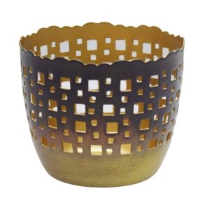 Fyrfadsstage - brndt messing/bladguld - lille