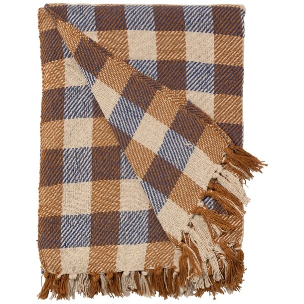 Recycled Cotton Plaid - Royal Blue/Coffee