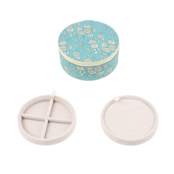 Rund smykke boks - Liberty Teal Flower