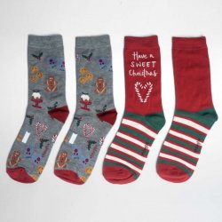 Gavestofpose - 2 par Bamboo Socks - "Sweet Christmas" One size 37-41