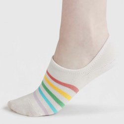 Bamboo Sock - "Cream and rainbow colors" One size 37-40