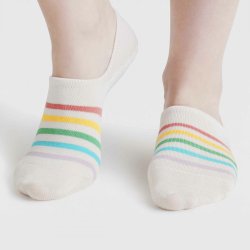 Bamboo Sock - "Cream and rainbow colors" One size 37-40