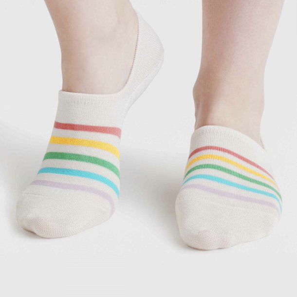 Bamboo Sock - "Cream and rainbow colors" One size 37-40