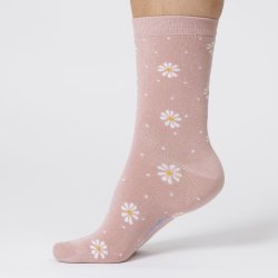 Bamboo Socks - "Rosa med hvide blomster"