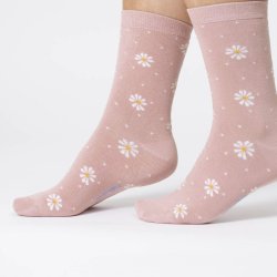 Bamboo Socks - "Rosa med hvide blomster"