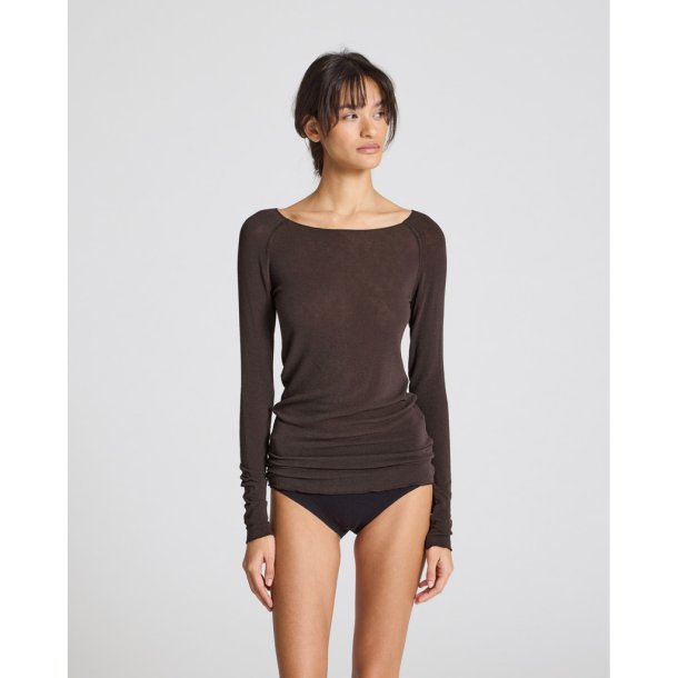 "Amalie" Bluse - Uld/viscose - Brown