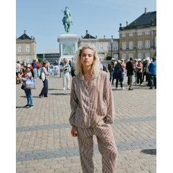 Pyjamas st - Brun/hvid stribe 