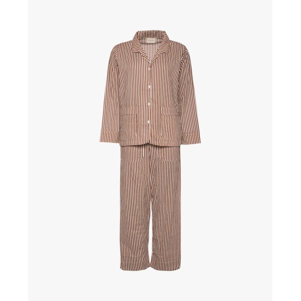 Pyjamas st - Brun/hvid stribe 